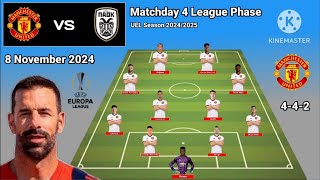 Manchester United vs Paok FC  Man United 442 With Diallo Matchday 4 League Phase UEL 20242025 [upl. by Cappello]