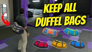 How to keep ALL Auto Shop Duffel Bags Glitch in GTA Online Duffel Bag outfit merge glitch [upl. by Eatnuahc]