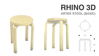 Artek Stool Model in Rhino Tutorial Basic Part 1 [upl. by Polash]