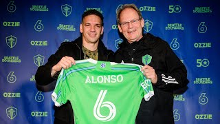 Press Conference Ozzie Alonso signs oneday contract to retire as Sounder [upl. by Jarlathus]