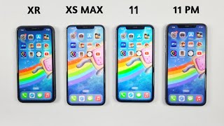 iPhone Xr Vs Xs Max Vs iPhone 11 Vs 11 Pro Max  SPEED TEST 2023 ioS 166 [upl. by Malkah]