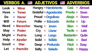 👉✨ LECCION DE INGLES 100 Verbos Auxiliares  100 Adjetivos  100 Adverbios 📚  Domina el Inglés ✅🧠 [upl. by Peg]