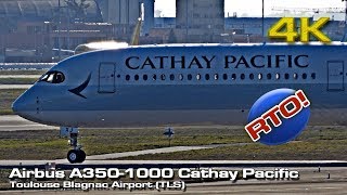 New Cathay Pacific 4K Airbus A3501000 XWB Rejected Takeoff [upl. by Nbi]