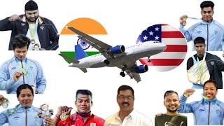 INDIA TO USA JOURNEY My first vlog  jeremylalrinnunga mirabaichanu achintasheuli Indian team [upl. by Akimaj994]