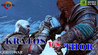 God Of War Raganarok Kratos Vs Thor Boss Fight  GTX 1650  Ryzen 5 3550h  16gb Ram [upl. by Mcquade]