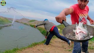 Pesca de Mojarras Grandes en Río con Atarraya  Pesca y Cocina al Aire Libre [upl. by Neumeyer255]