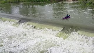 White Rock lake spillway unsuccessful kayaking bottom during flood Dallas Adventure [upl. by Elburt]