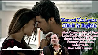 Zaroori Tha Lyrics Hindi amp English [upl. by Enelez1]