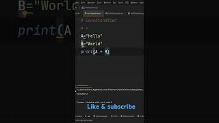 Concatenation شرح shorts shortsfeed subscribe shortvideo python [upl. by Ralina401]