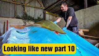 Reinforcing a boat keel and hull with fibreglass [upl. by Arateehc]