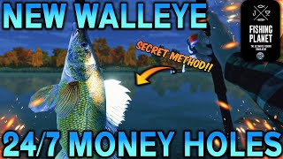 NEW WALLEYE MONEY AND XP HOLES 247 Hack in Emerald Lake Fishing Planet [upl. by Fields]