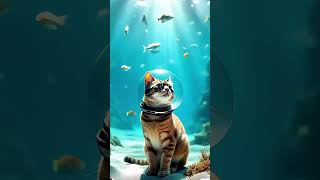 The in the water with fishes cats catshorts kitten cute aicat [upl. by Daune]