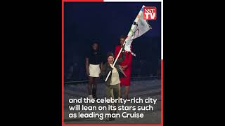 Tom Cruise stunt caps handing of Olympic flag to Los Angeles [upl. by Eigram]