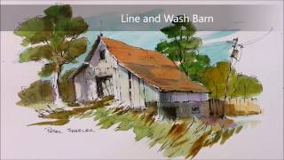 Line and Wash Watercolor Barn Demonstration Redone in Realtime Peter Sheeler [upl. by Christy]