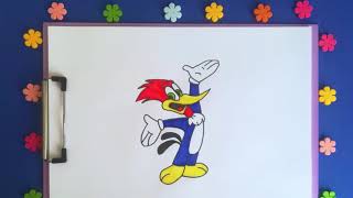 Ağaçkakan Woody Çizimi ve Boyama  Woody Woodpecker 🏠🌳 çizim drawing boyama coloring [upl. by Naihr]