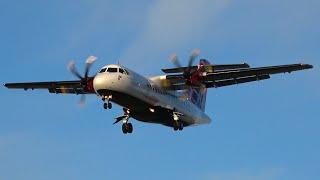 Loganair ATR 42600 Landing at Norwich Airport at Sunset [upl. by Stillas]