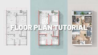 How to create a floor plan in 3 different styles [upl. by Bryan103]