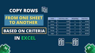 Copy Rows from One Sheet to Another Based on Criteria in Excel [upl. by Aneis]