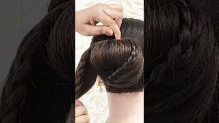 Beautiful Hair Bun Style For Ladiesyoutubeshortshairstyleshortvideomillioneasy [upl. by Yenor]