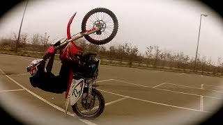 KTM 125  HM 50 Stunt amp Wheelie CRASH [upl. by Sokairyk836]