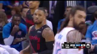 Damian Lillard Hits BacktoBack Threes  Game 4  Blazers vs Thunder  2019 NBA Playoffs [upl. by Ewer]