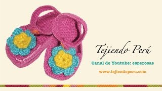 Cómo tejer zapatitos con tirantes a crochet para bebes [upl. by Nauqat418]