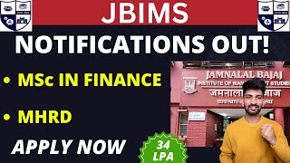 JBIMS Msc in Finance Admission Process 2024  JBIMS MHRD Admission Process 2024 [upl. by Aeret]