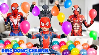 KID SPIDER MAN Popping BALLOONS amp TRICKS Shots Compilation [upl. by Murage]