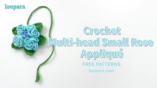 Crochet Multi Head Rose Applique  Free Pattern [upl. by Alwin915]