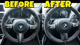 BMW M140I CHEAP MOD CARBON FIBER STEERING WHEEL TRIM AND NEW BMW BADGE [upl. by Ida283]