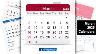 March 2025 Calendar  123FreeVectors [upl. by Ahsoik]