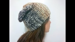 Sideways Loom Knitted Slouchy Beanie Tutorial [upl. by Godfree]