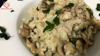 طريقة تحضير الريزوطو الايطالي بالدجاج والفطر risotto aux poulet et champignon [upl. by Arytal147]