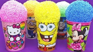 Play Foam Ice Cream Cups Surprise Hello Kitty Spongebob Minions Thomas and Friends Kinder Eggs [upl. by Sackville568]