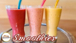 3 Recettes de Smoothies Fruits  Detox  Boisson à base de Fraise Banane Mangue Pasteque Pomme [upl. by Channa304]