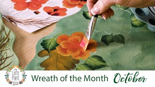 Lets Paint  Donna Dewberry Wreath of the Month  October Autumn Poppies Wreath [upl. by Maible]