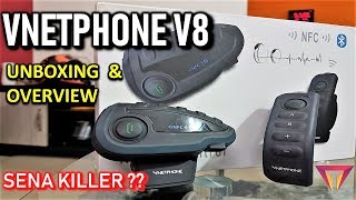 VNETPHONE V8  HELMET BLUETOOTH INTERCOM  SENA KILLER  PART1 UNBOXING amp OVERVIEW [upl. by Brass683]