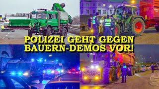 POLIZEI GEHT GEGEN BAUERNPROTESTE VOR  LANDWIRTE BLOCKIEREN AUTOBAHN  RÄUMGERÄT  BLOCKADE [upl. by Arturo40]