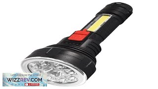 Portable 9LEDCOB 800LM Dual Light Source Flashlight Builtin 1200mAh Battery USB Review [upl. by Ossie]