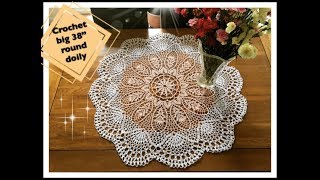 CC How to crochet big 38quot round doily Part 2 of 3 [upl. by Ardnuasac]