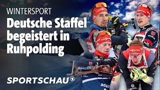 Biathlon MännerStaffel feiert HeimErfolg in Ruhpolding  Sportschau [upl. by Silera]