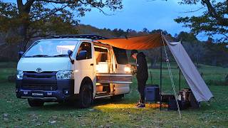 Solo Autumn Car Camping A Luxurious Evening with a BBQ Party and Relaxing Breeze [upl. by Labinnah]