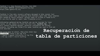 Recuperación de tabla de particiones  testdisk [upl. by Nyhagen787]