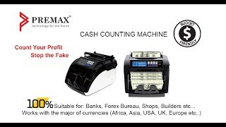 Premax Cash Counting Machine 100 fake currency detection PMCC85A [upl. by Dnomyad]