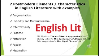 7 Postmodern Elements  Characteristics in English Literature with Examples [upl. by Edward]