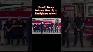 Donald Trump Delivers Pizza to Firefighters during Campaign Stop in Iowa politics trump maga [upl. by Okeim821]