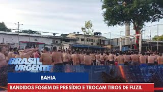 Bandidos fogem de presídio e trocam tiros de fuzil  Brasil Urgente [upl. by Carole]