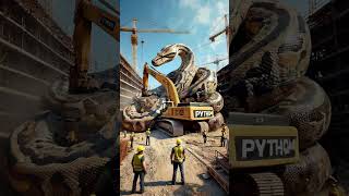 So scared 😱 Found a python wrapped tightly around my excavator youtubeshorts shorts animals [upl. by Agle]