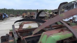 chernobyl 2012 II the radioactive cemetery of vehicles burjakivka Бурякiвка [upl. by Einneb]