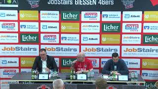 46ersTV Pressekonferenz JobStairs GIESSEN 46ers vs PS Karlsruhe LIONS [upl. by Angelle]